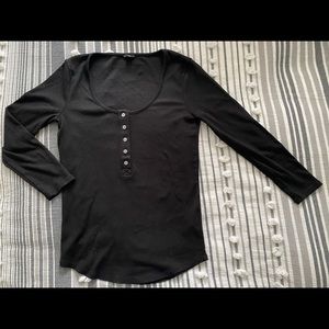 JCrew Ribbed 3/4 Sleeve Henley — Size S